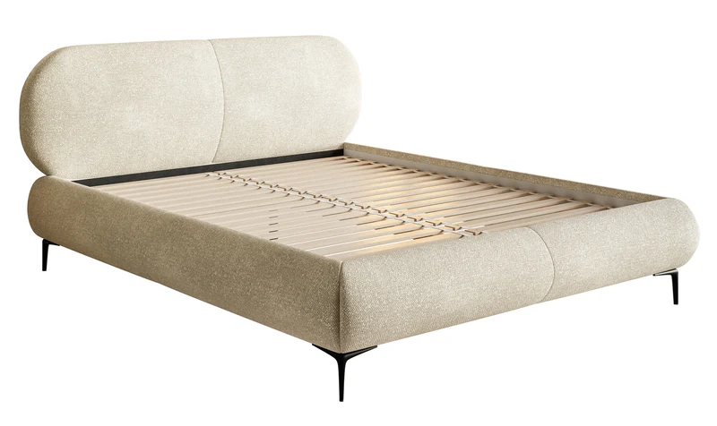 Polsterbett 160x200 cm Ovalle, beige Chenille, schwarze Beine