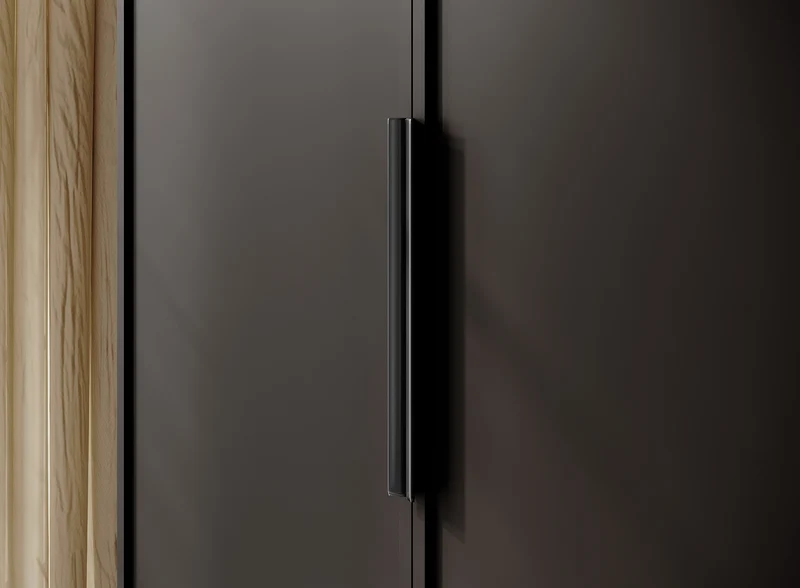 Drehtürenschrank Frame mit langer Kleiderstange und sieben Regalböden, 150 cm, Schwarz