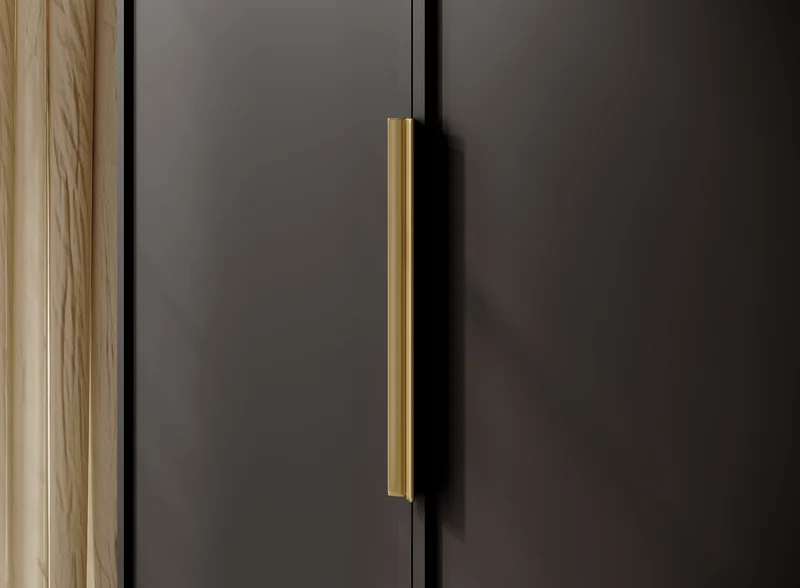 Drehtürenschrank Frame mit langer Kleiderstange und sieben Regalböden, 150 cm, Schwarz