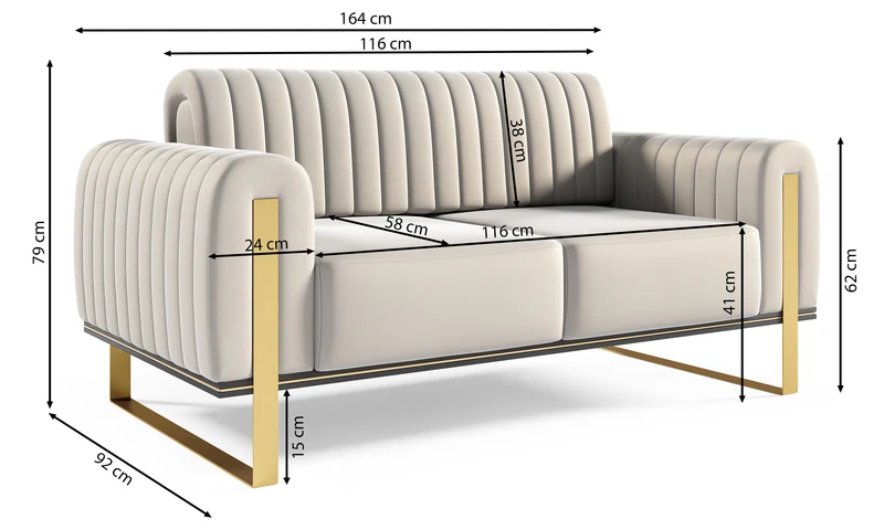 Zweisitziges Sofa Parissa, rosa Velours, Chromfüße