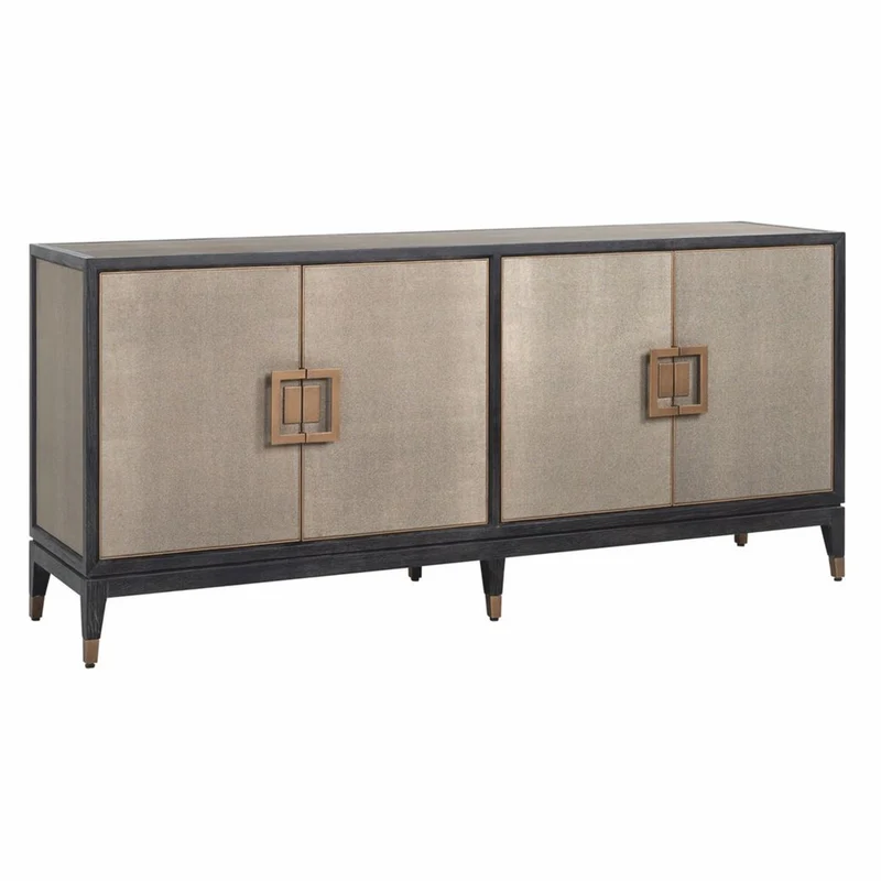 Casa Padrino Luxus Sideboard Schwarz / Grau / Messing 193 cm - Luxus Möbel