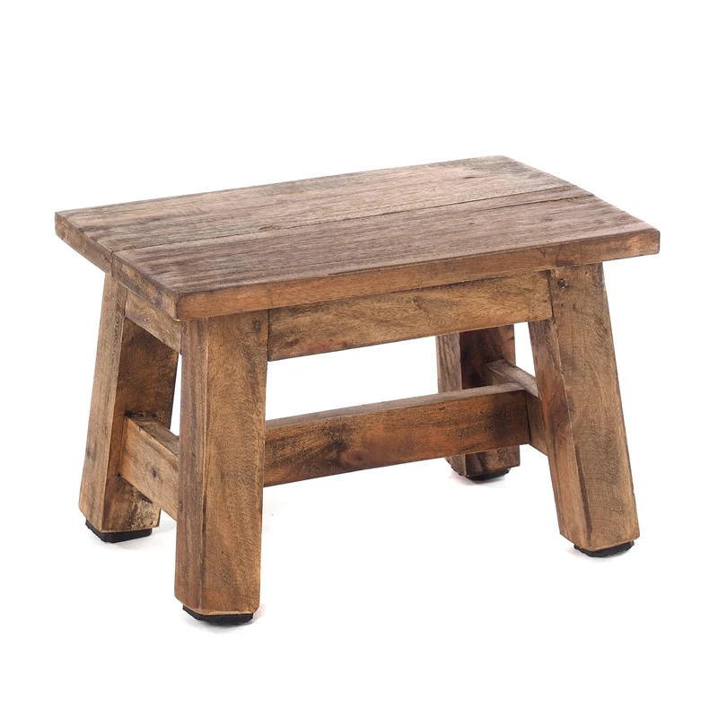 FUSSHOCKER Monte | 30x21cm(BxH), kleiner Holzhocker aus Mahagoni Holz | Farbe: 01 natur-vintage