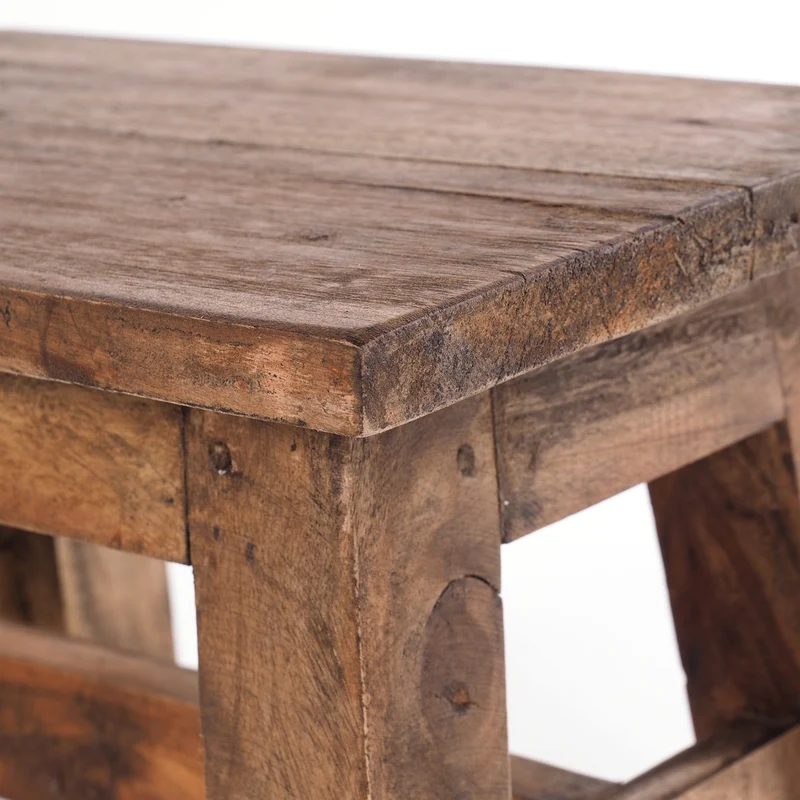 FUSSHOCKER Monte | 30x21cm(BxH), kleiner Holzhocker aus Mahagoni Holz | Farbe: 01 natur-vintage