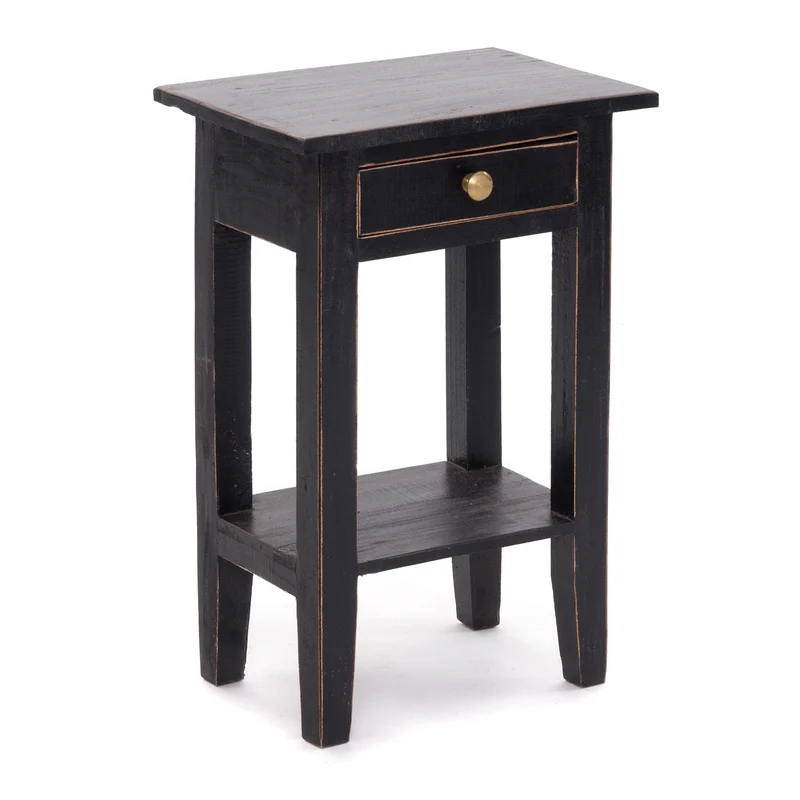 Telefontisch PLANTA | 52x34cm (HxB), Nachtschrank mit Schublade | Farbe: 09 voodoo - schwarz
