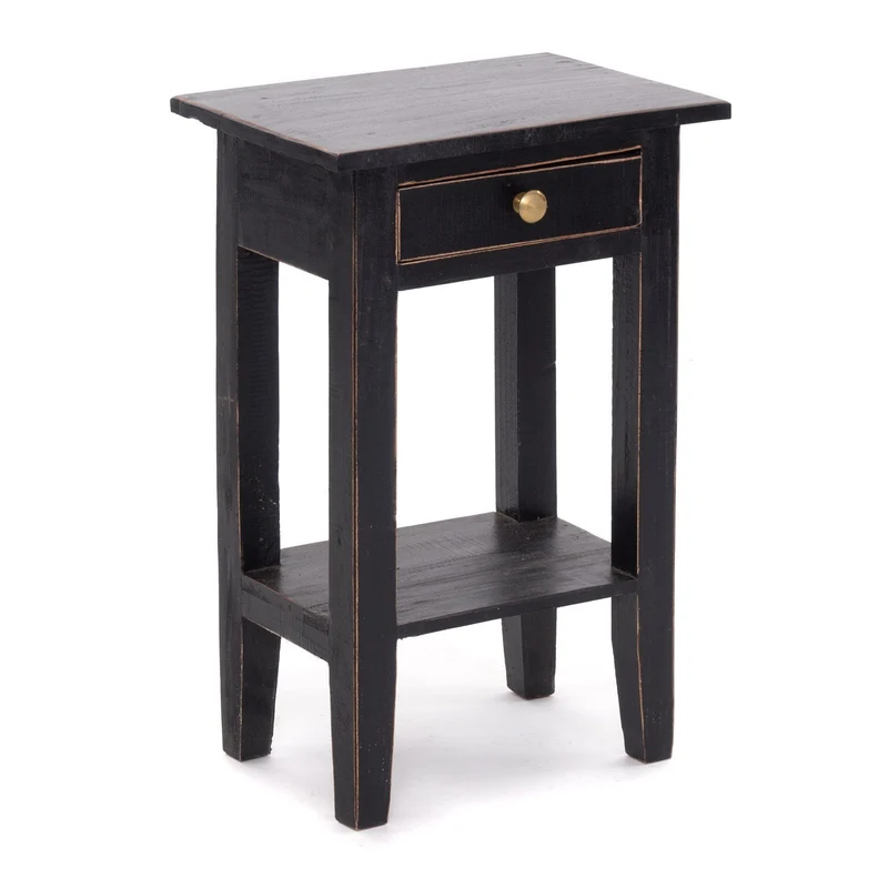 Telefontisch PLANTA | 52x34cm (HxB), Nachtschrank mit Schublade | Farbe: 09 voodoo - schwarz