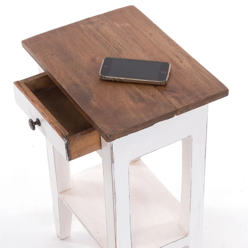Telefontisch PLANTA | 52x34cm (HxB), Nachtschrank mit Schublade | Farbe: 06 weiß-landhaus