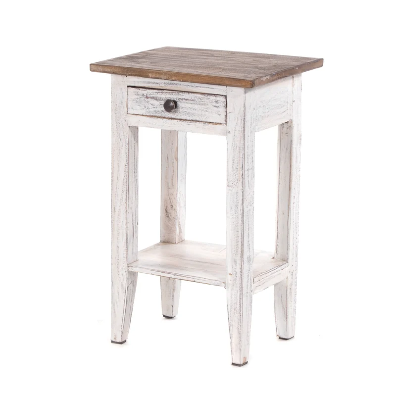 Telefontisch PLANTA | 52x34cm (HxB), Nachtschrank mit Schublade | Farbe: 05 weiß-natur