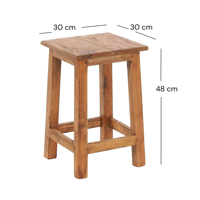 Sitzhocker MADERO | 48x30cm(HxB), Recyclingholz, Holzhocker, Hocker | Farbe: 08 honigfarben gewachst
