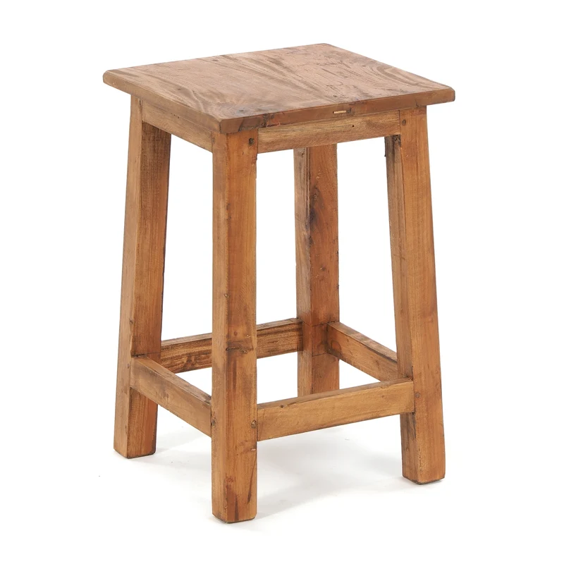 Sitzhocker MADERO | 48x30cm(HxB), Recyclingholz, Holzhocker, Hocker | Farbe: 08 honigfarben gewachst
