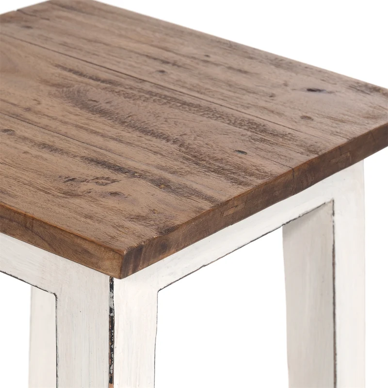 Sitzhocker MADERO | 48x30cm(HxB), Recyclingholz, Holzhocker, Hocker | Farbe: 06 weiß-landhaus