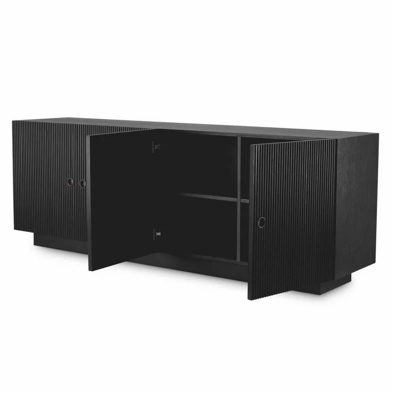 Casa Padrino Luxus Sideboard Schwarzgrau / Bronze 220 cm - Luxus Möbel