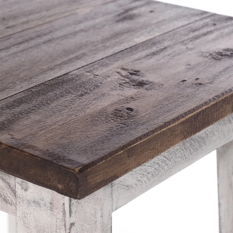 Sitzhocker MADERO | 48x30cm(HxB), Recyclingholz, Holzhocker, Hocker | Farbe: 05 weiß-natur