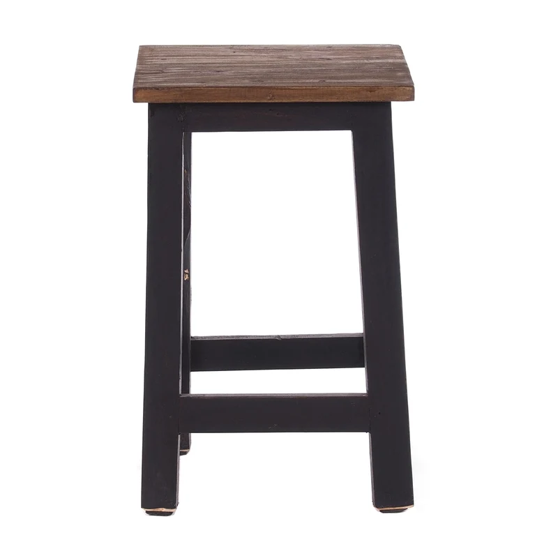 Sitzhocker MADERO | 48x30cm(HxB), Recyclingholz, Holzhocker, Hocker | Farbe: 04 schwarz-natur