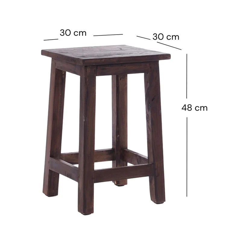 Sitzhocker MADERO | 48x30cm(HxB), Recyclingholz, Holzhocker, Hocker | Farbe: 03 dunkelbraun
