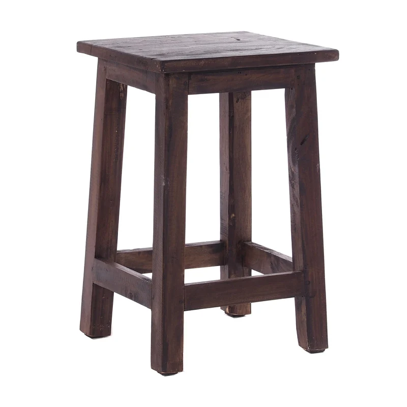 Sitzhocker MADERO | 48x30cm(HxB), Recyclingholz, Holzhocker, Hocker | Farbe: 03 dunkelbraun