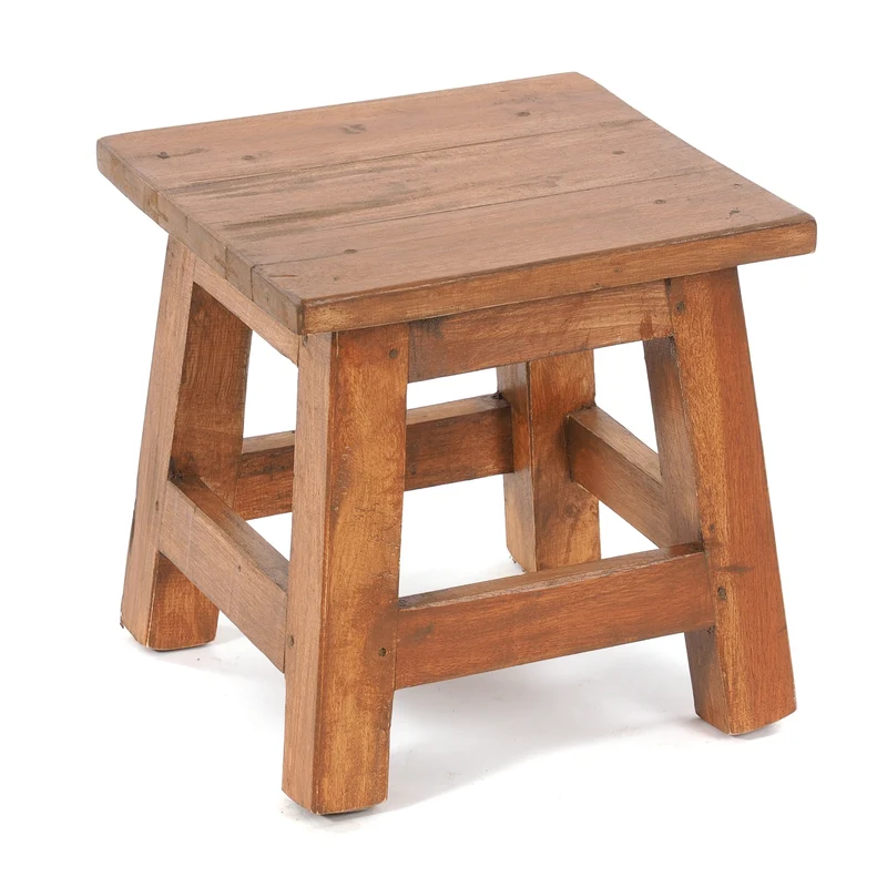 Fusshocker PALO | 27x26cm (HxB), rustikaler Holzhocker Mahagoni Hocker | Farbe: 08 honigfarben gewachst
