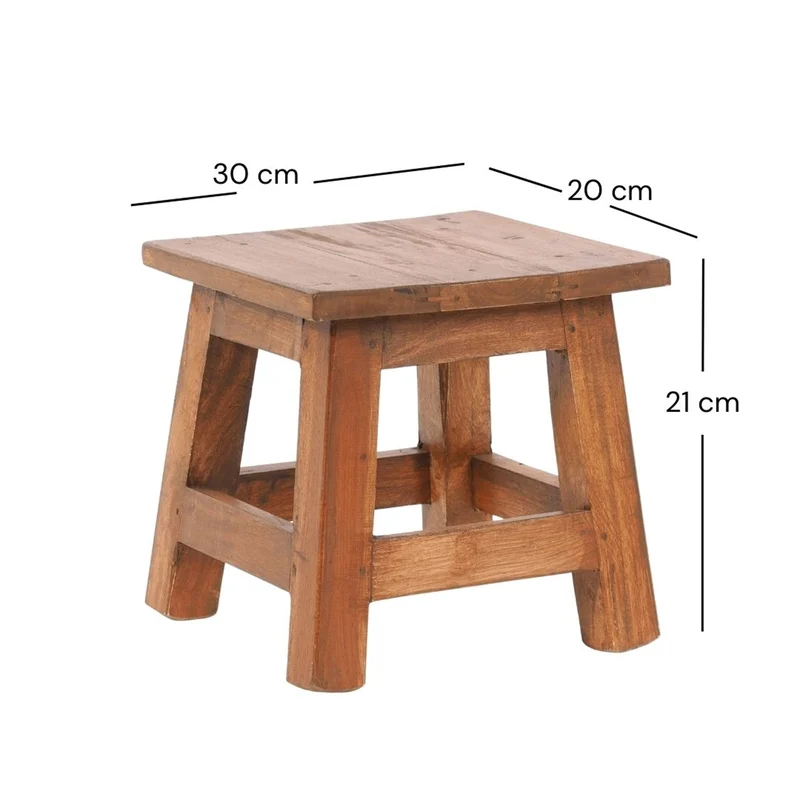Fusshocker PALO | 27x26cm (HxB), rustikaler Holzhocker Mahagoni Hocker | Farbe: 08 honigfarben gewachst
