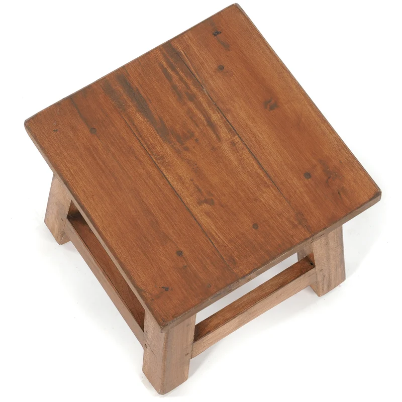 Fusshocker PALO | 27x26cm (HxB), rustikaler Holzhocker Mahagoni Hocker | Farbe: 08 honigfarben gewachst