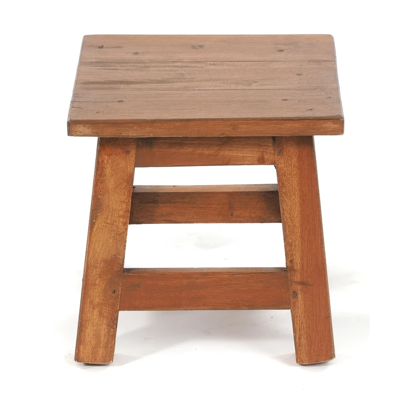 Fusshocker PALO | 27x26cm (HxB), rustikaler Holzhocker Mahagoni Hocker | Farbe: 08 honigfarben gewachst