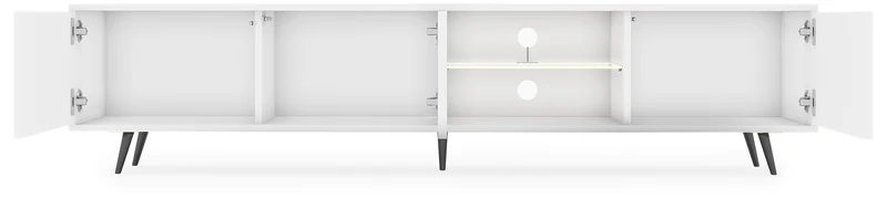 TV-Schrank Bello mit Lamellenfronten, 175 cm, weiß, mit LED und schwarzen Beinen