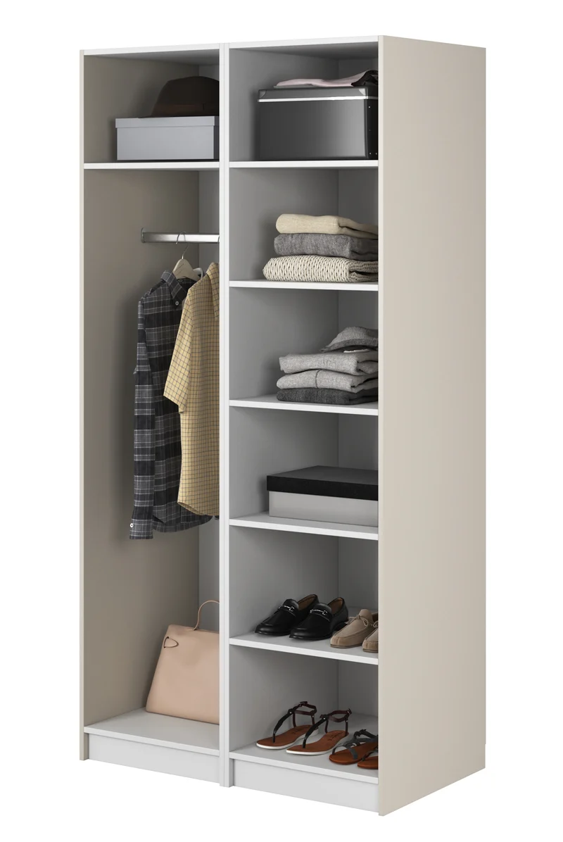 Kaspe Garderobe mit Stange und Regalen 100 cm Weiß