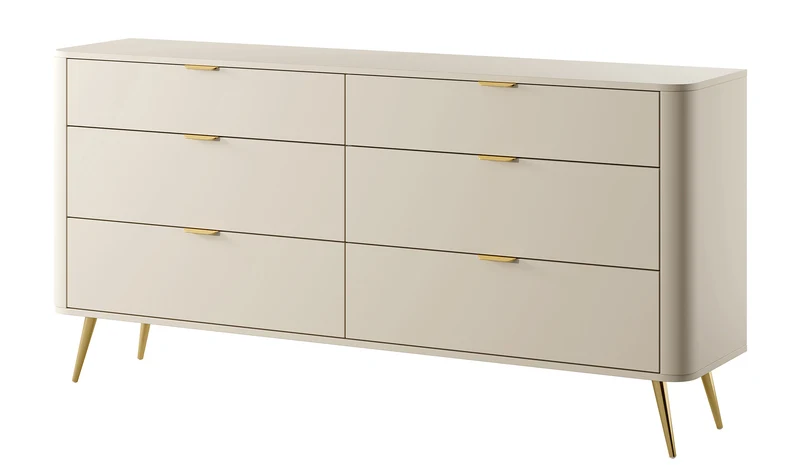 Oval-Kommode mit sechs Schubladen 173 cm beige sandfarben