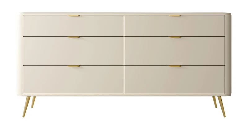 Oval-Kommode mit sechs Schubladen 173 cm beige sandfarben