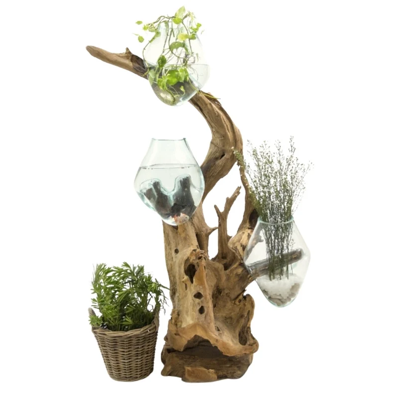 Einzigartiges Deko-Objekt DROP-TRIO ca. H100cm Teak Unikat