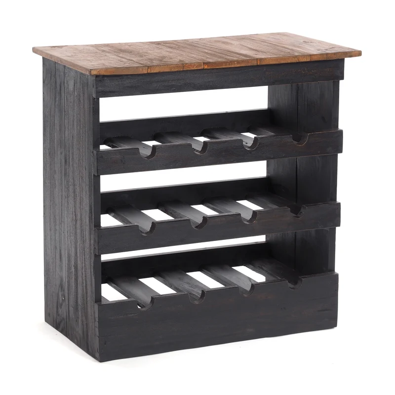 WEINREGAL "RUSTIQUE" | Mahagoni, 70x70x38cm (HxBxT) | Farbe: 04 schwarz-natur