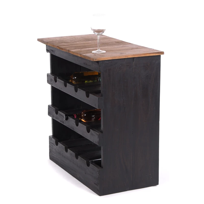 WEINREGAL "RUSTIQUE" | Mahagoni, 70x70x38cm (HxBxT) | Farbe: 04 schwarz-natur