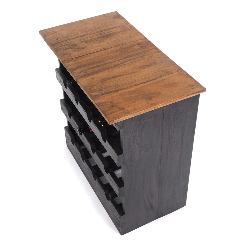 WEINREGAL "RUSTIQUE" | Mahagoni, 70x70x38cm (HxBxT) | Farbe: 04 schwarz-natur
