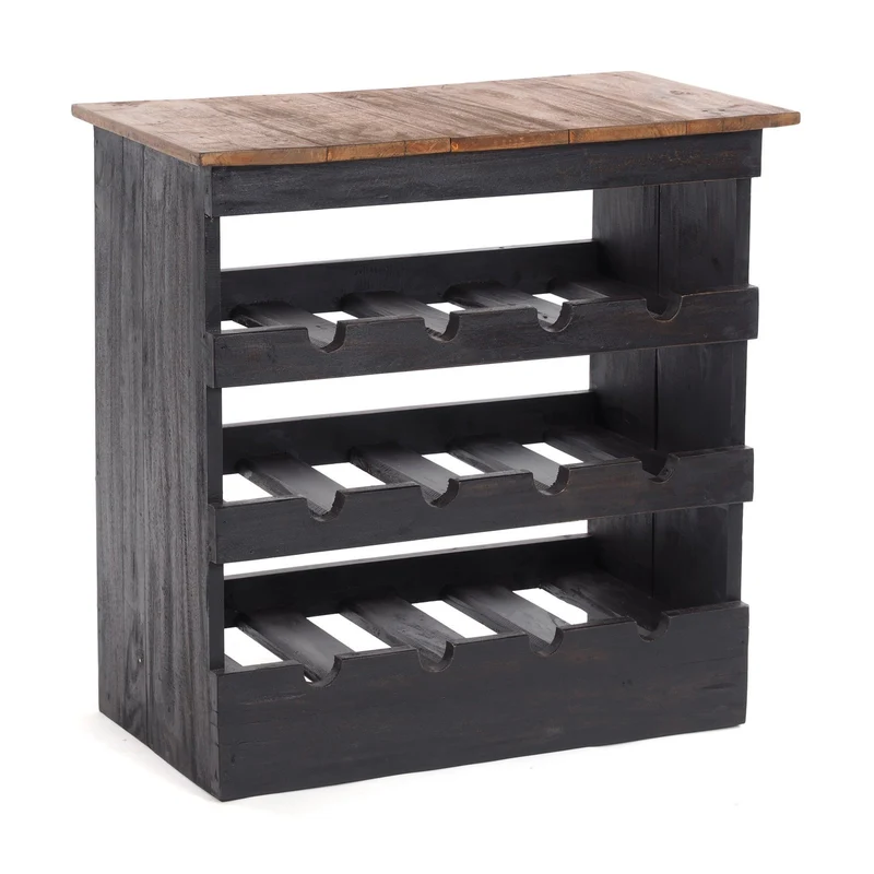WEINREGAL "RUSTIQUE" | Mahagoni, 70x70x38cm (HxBxT) | Farbe: 04 schwarz-natur