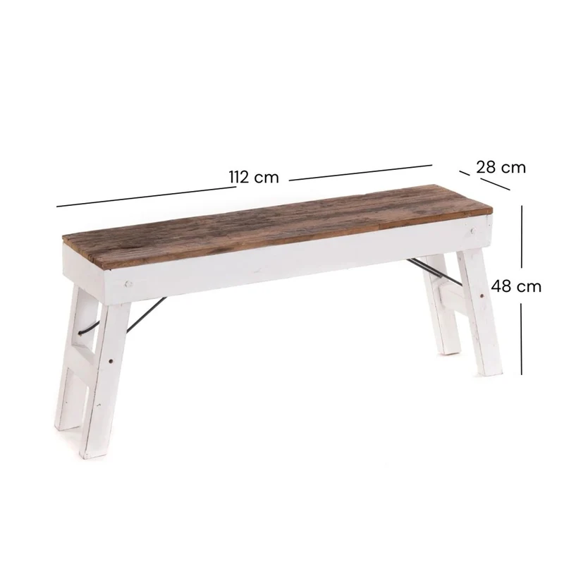 KÜCHENBANK "ALDO" | faltbar, 112x48x28 cm (LxHxB) | Holzbank | Farbe: 06 weiß-landhaus