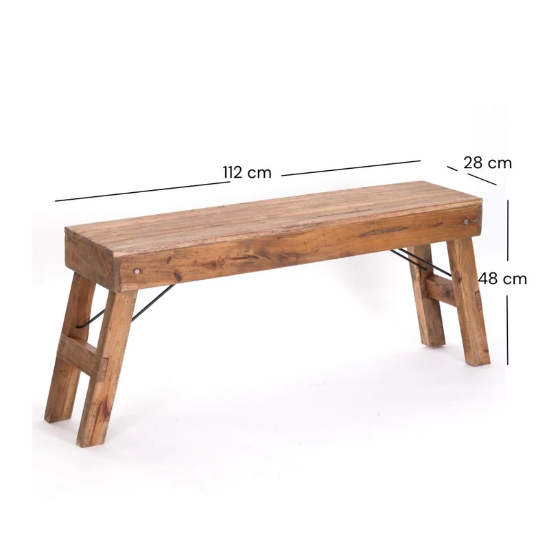 KÜCHENBANK "ALDO" | faltbar, 112x48x28 cm (LxHxB) | Holzbank | Farbe: 01 natur-vintage