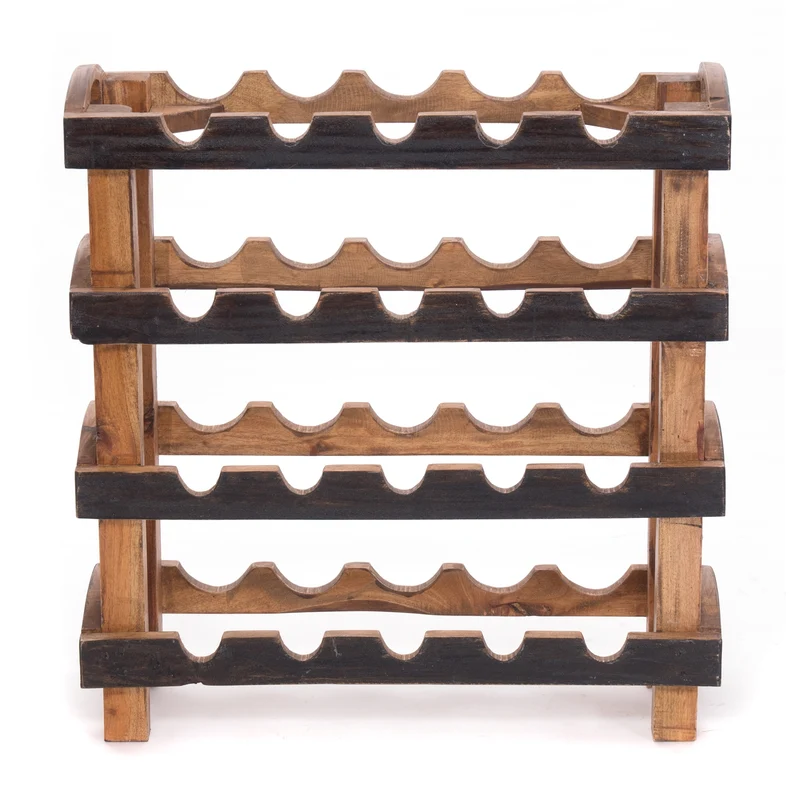 WEINREGAL "RUSTIC" | 66x61x24cm(HxBxT), Mahagoni | Flaschenhalter | Farbe: 04 schwarz-natur