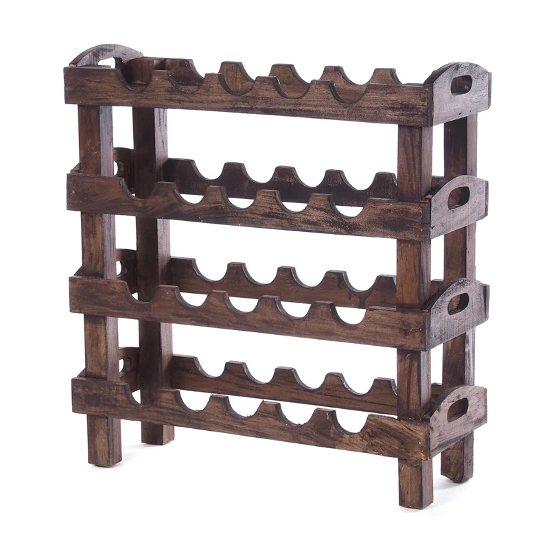 WEINREGAL "RUSTIC" | 66x61x24cm(HxBxT), Mahagoni | Flaschenhalter | Farbe: 03 dunkelbraun