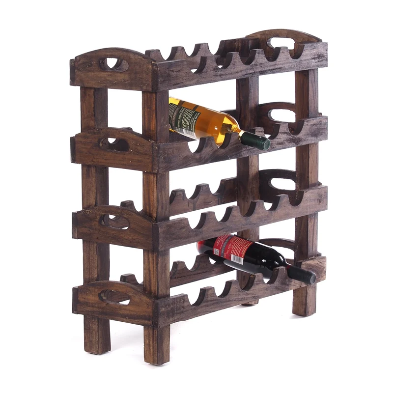 WEINREGAL "RUSTIC" | 66x61x24cm(HxBxT), Mahagoni | Flaschenhalter | Farbe: 03 dunkelbraun