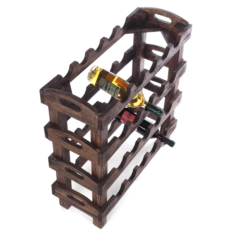 WEINREGAL "RUSTIC" | 66x61x24cm(HxBxT), Mahagoni | Flaschenhalter | Farbe: 03 dunkelbraun