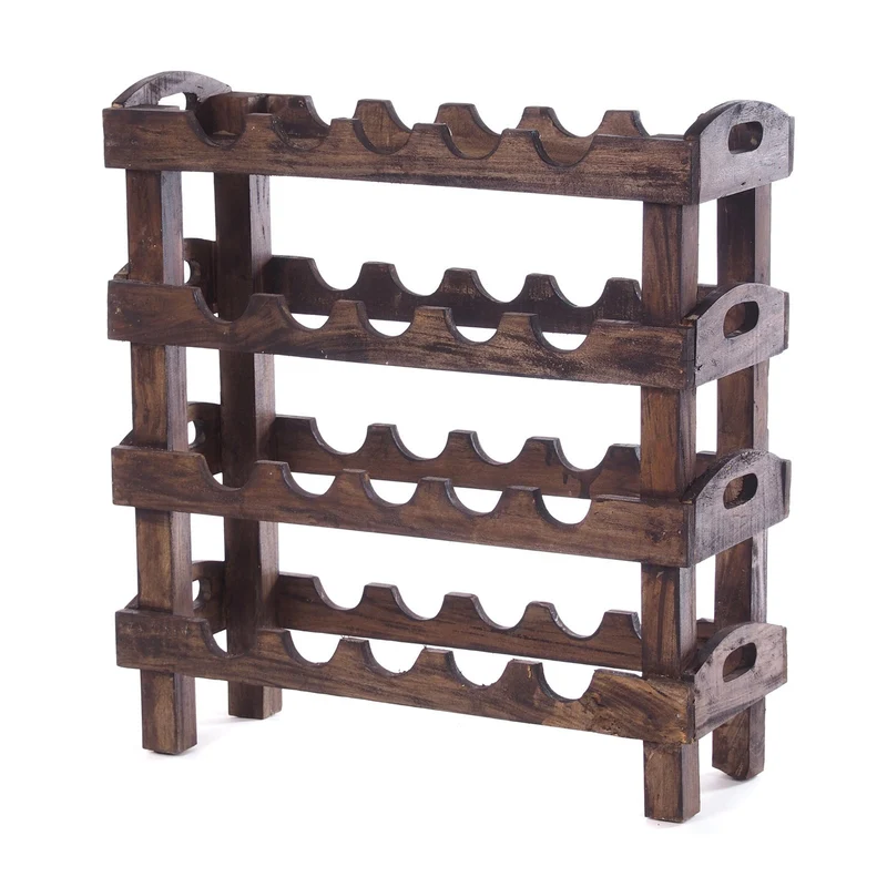WEINREGAL "RUSTIC" | 66x61x24cm(HxBxT), Mahagoni | Flaschenhalter | Farbe: 03 dunkelbraun