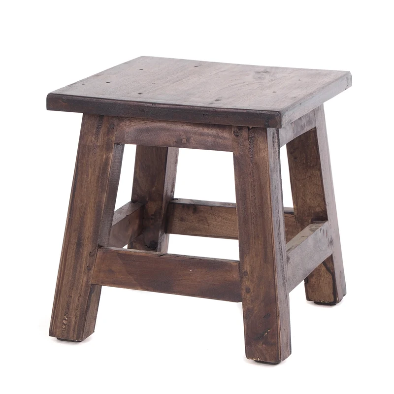 Fusshocker PALO | 27x26cm (HxB), rustikaler Holzhocker Mahagoni Hocker | Farbe: 03 dunkelbraun