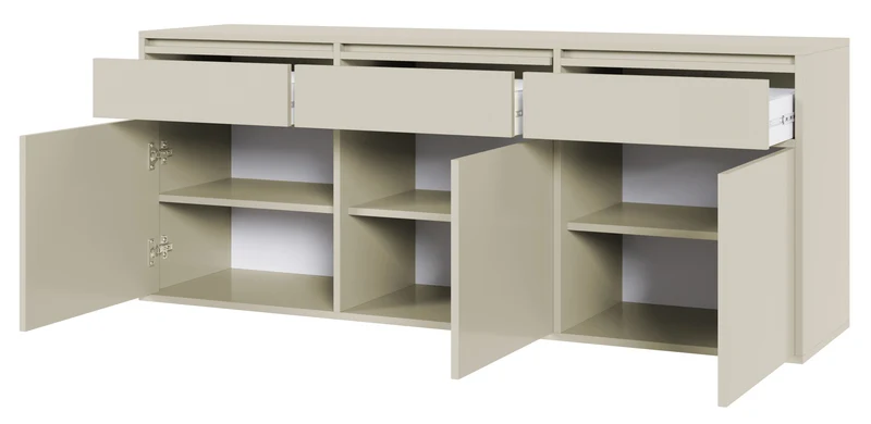 Hängende Dreitürige Kommode Evo mit Schubladen 154 cm Kaschmir