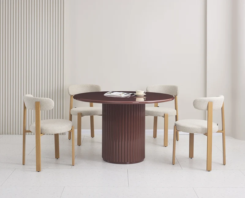 Bezogenes Esszimmerstuhl Afinatte in beige Bouclé