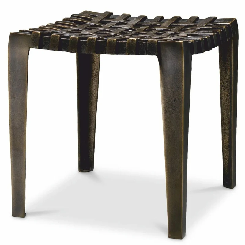Casa Padrino Luxus Aluminium Hocker Antik Bronze H. 40 cm - Luxus Aluminium Möbel