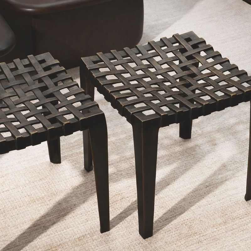 Casa Padrino Luxus Aluminium Hocker Antik Bronze H. 40 cm - Luxus Aluminium Möbel