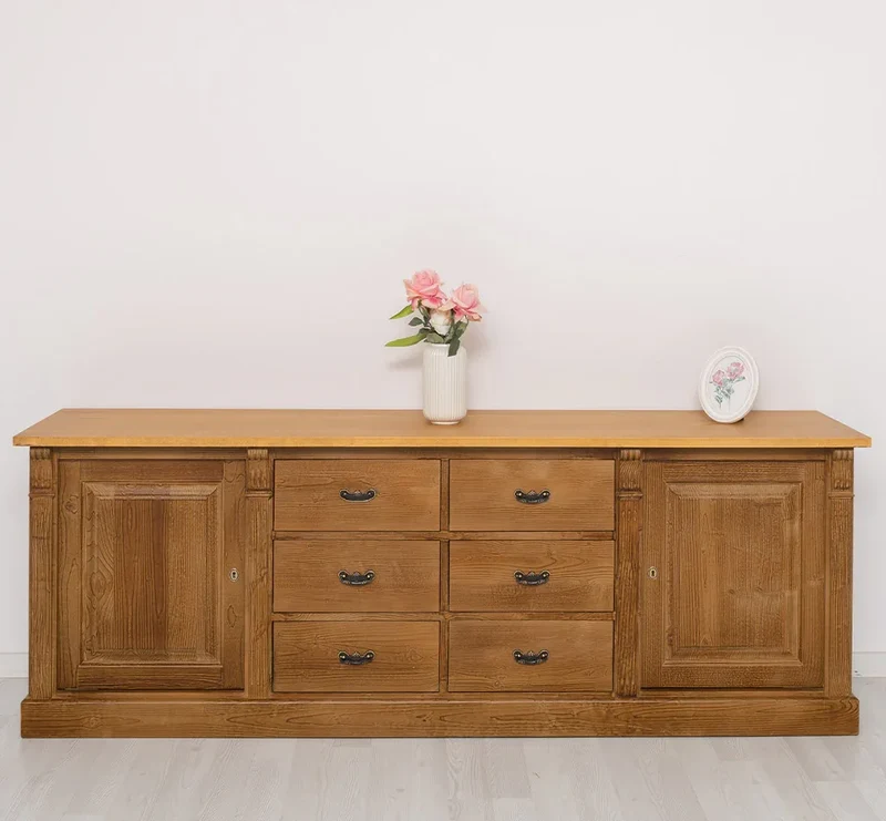 Großes Sideboard aus Massivholz im Landhausstil mit 6 Schubladen