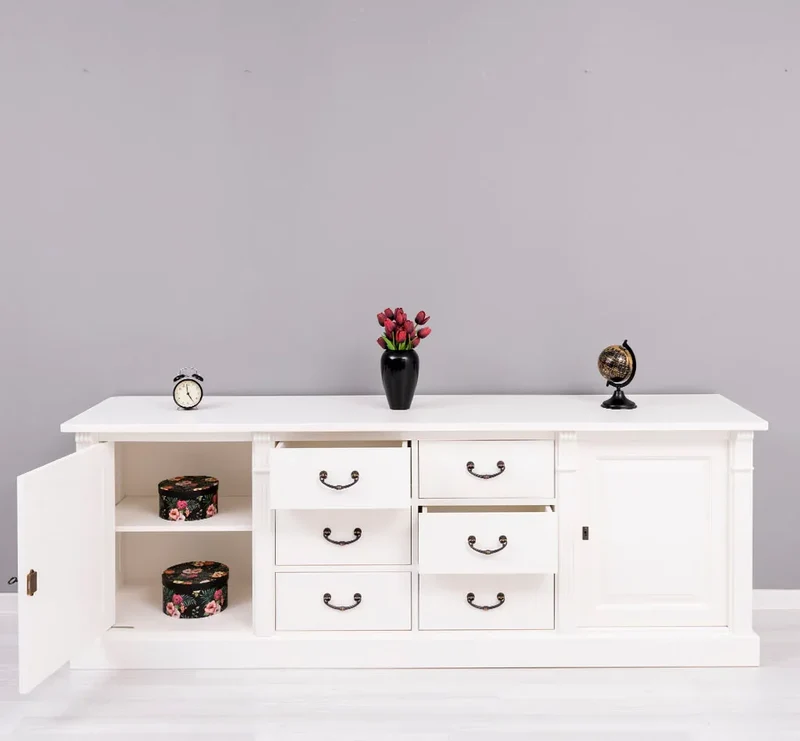 Großes Sideboard aus Massivholz im Landhausstil mit 6 Schubladen