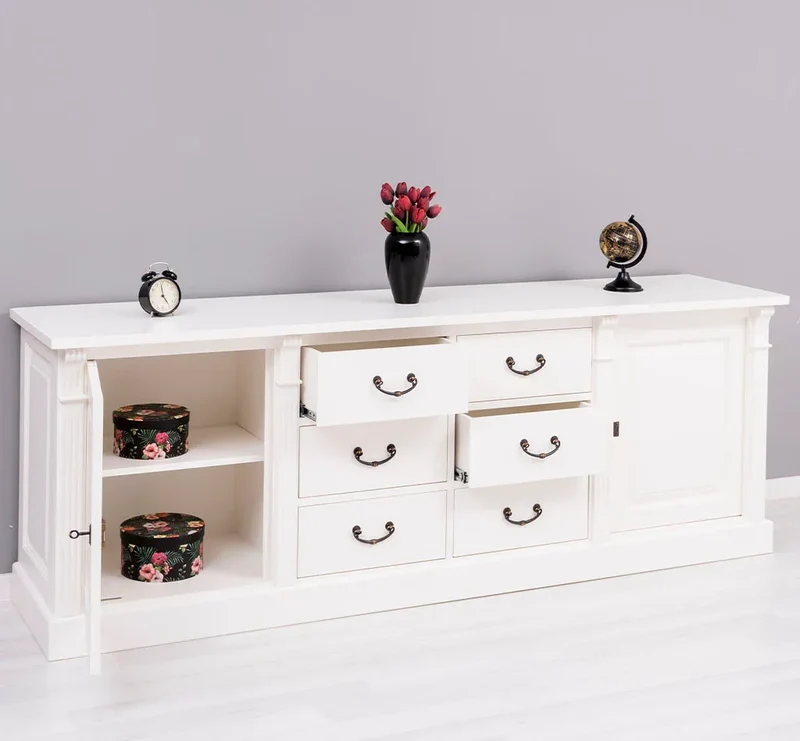 Großes Sideboard aus Massivholz im Landhausstil mit 6 Schubladen
