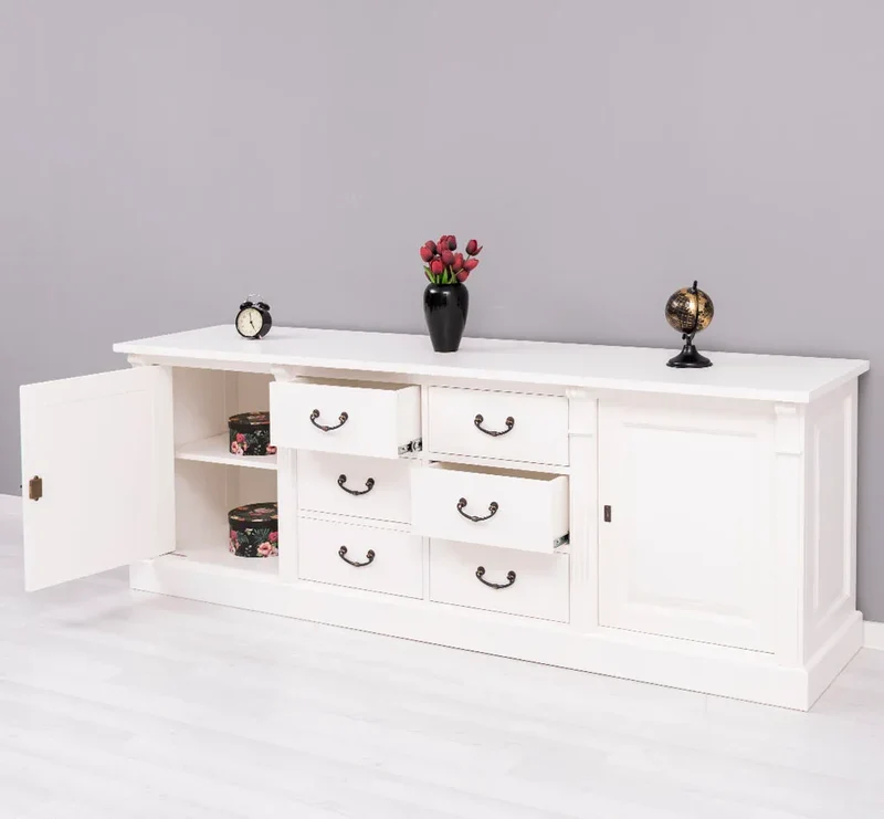 Großes Sideboard aus Massivholz im Landhausstil mit 6 Schubladen