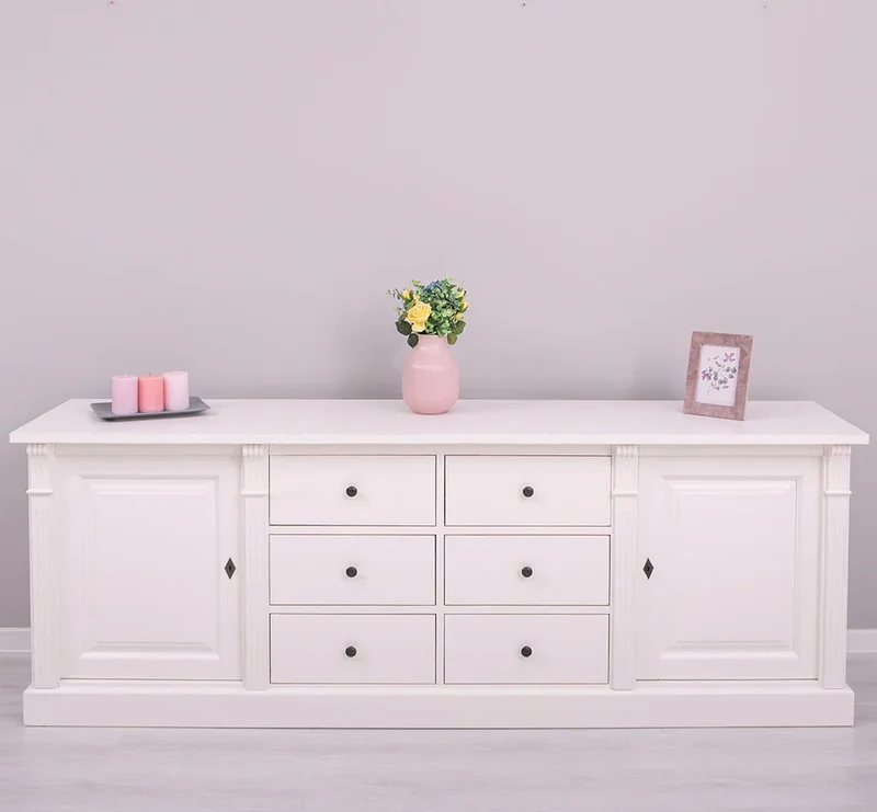 Großes Sideboard aus Massivholz im Landhausstil mit 6 Schubladen