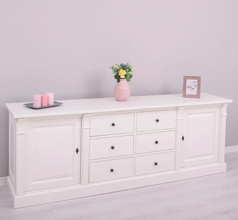 Großes Sideboard aus Massivholz im Landhausstil mit 6 Schubladen